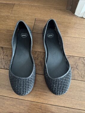 Black Slip-On Flats Rubber